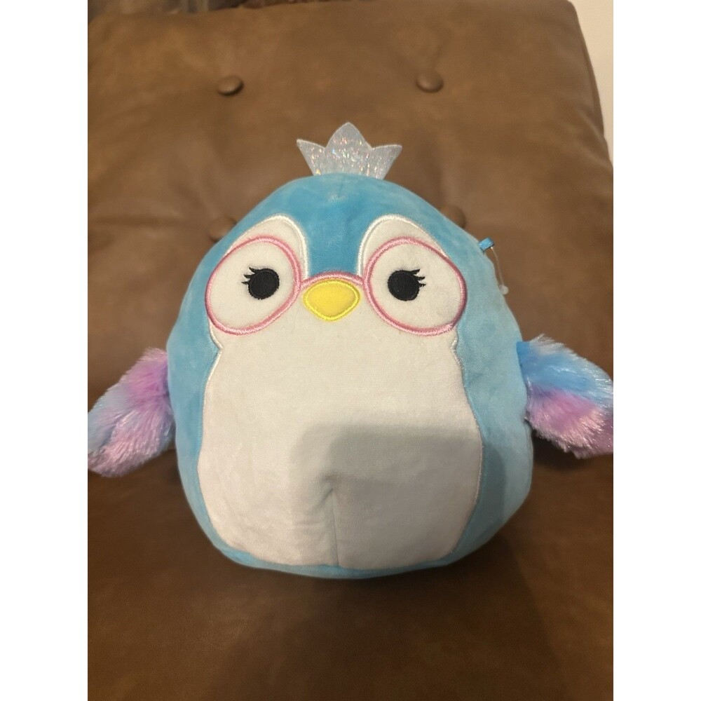 Squishmallows Raina the Penguin 8” Plush, Bright Blue Penguin With Glasses, Rare